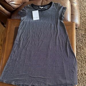 love, Fire Black and White Striped Mini Dress